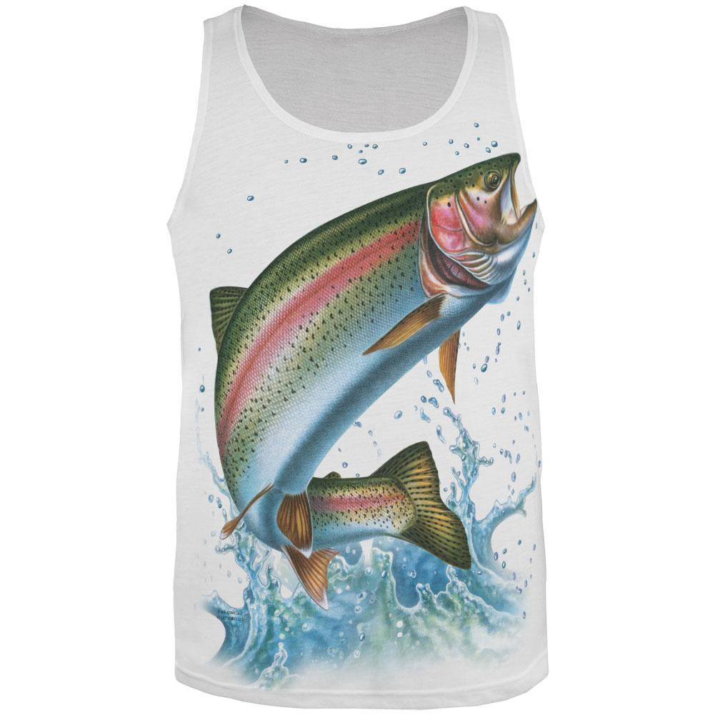 Rainbow Trout Splash All Over Adult Tank Top Tank Tops Old Glory XL Multi 