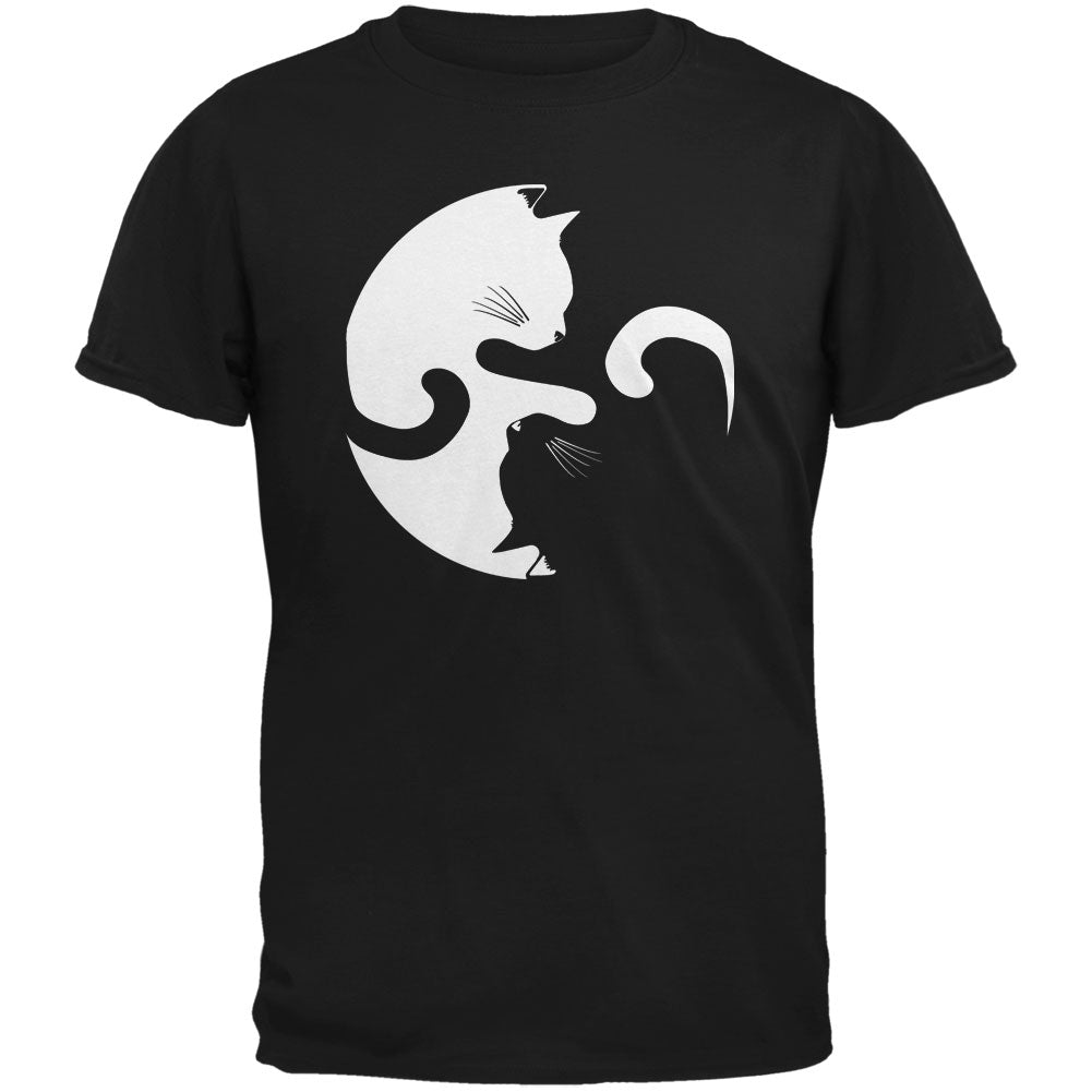 Yin Yang Cat Black Adult T-Shirt Men's T-Shirts Old Glory 2XL Black 