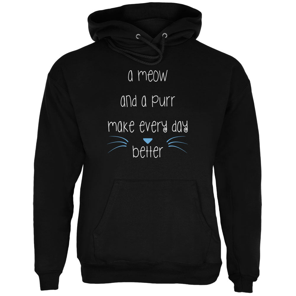 A Meow and a Purr Cat Black Adult Hoodie Sweatshirts Old Glory 2XL Black 