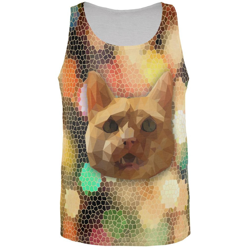 Geometric Poly Cat All Over Adult Tank Top Tank Tops Old Glory   