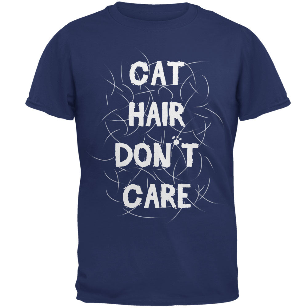 Cat Hair Don't Care Metro Blue Adult T-Shirt Men's T-Shirts Old Glory 2XL Metro Blue 