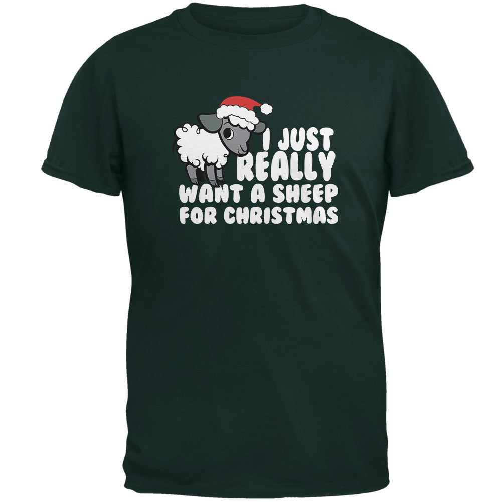 I Just Really Want a Sheep For Christmas Adult T-Shirt Men's T-Shirts OldGlory.com   