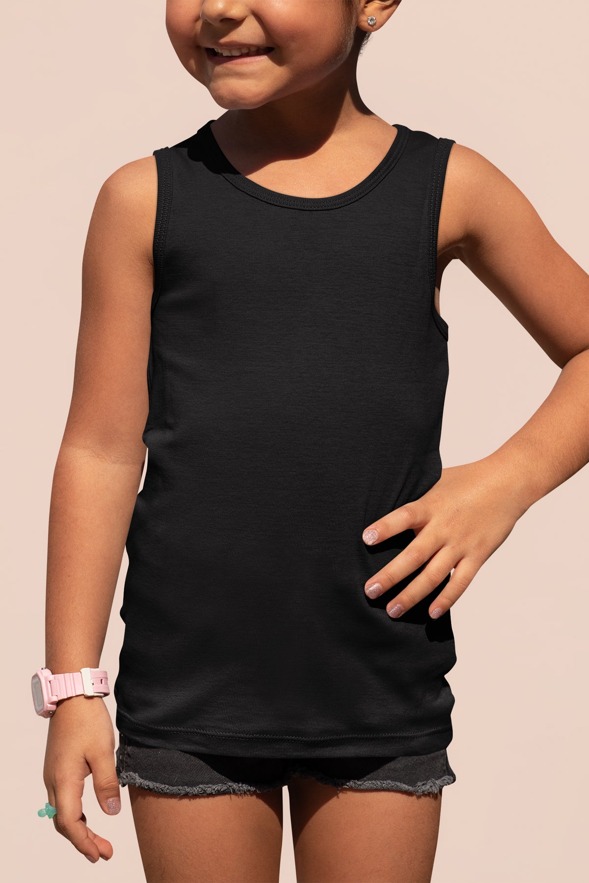 Black Big Kid Ribbed Tank Youth Tank Tops Old Glory   