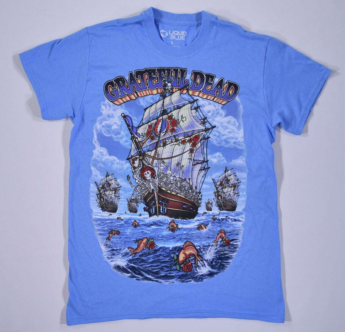 Grateful Dead - Ship of Fools Blue T Shirt Men's T-Shirts OldGlory.com SM  