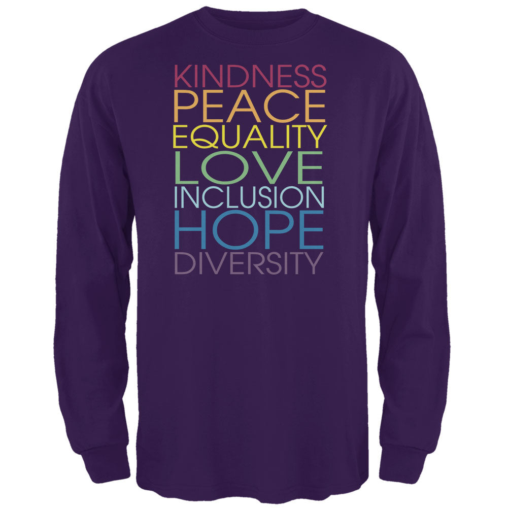 Kindness Love Hope Mens Long Sleeve T Shirt Men's Long Sleeves OldGlory.com SM Purple 