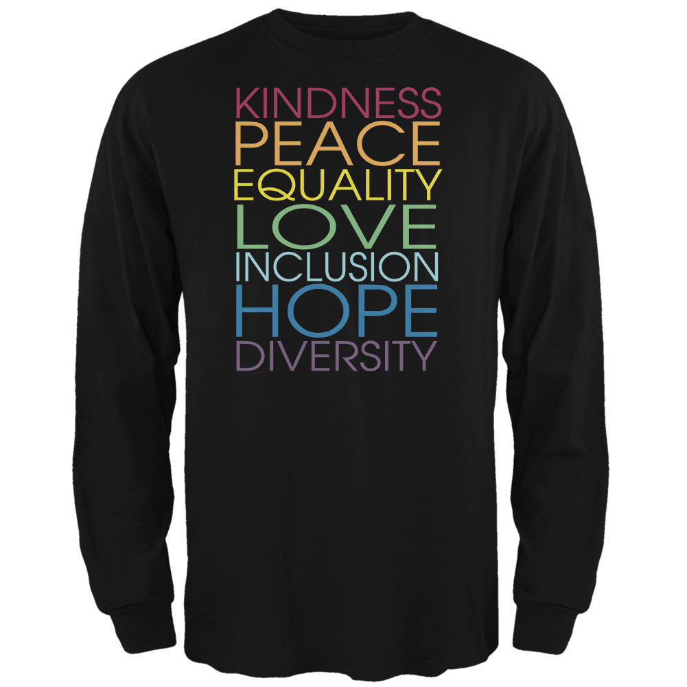 Kindness Love Hope Mens Long Sleeve T Shirt Men's Long Sleeves OldGlory.com SM Black 