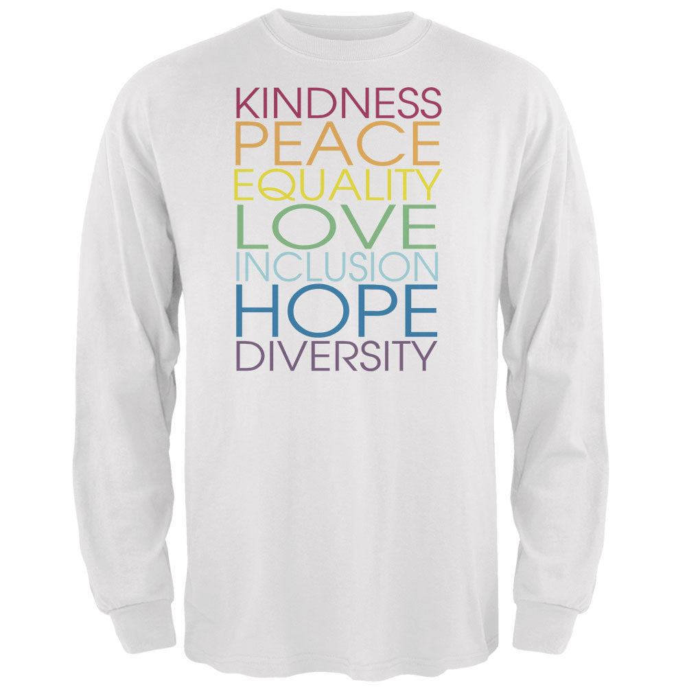 Kindness Love Hope Mens Long Sleeve T Shirt Men's Long Sleeves OldGlory.com SM White 