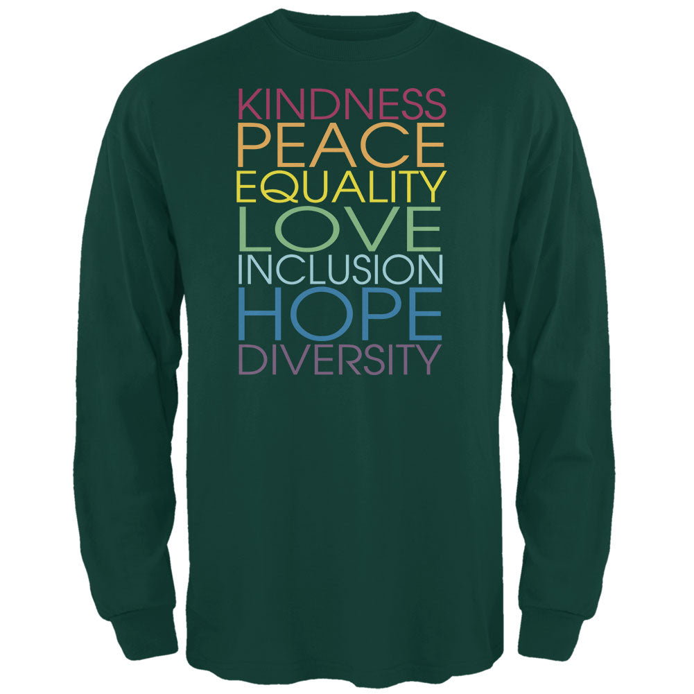 Kindness Love Hope Mens Long Sleeve T Shirt Men's Long Sleeves OldGlory.com SM Forest Green 