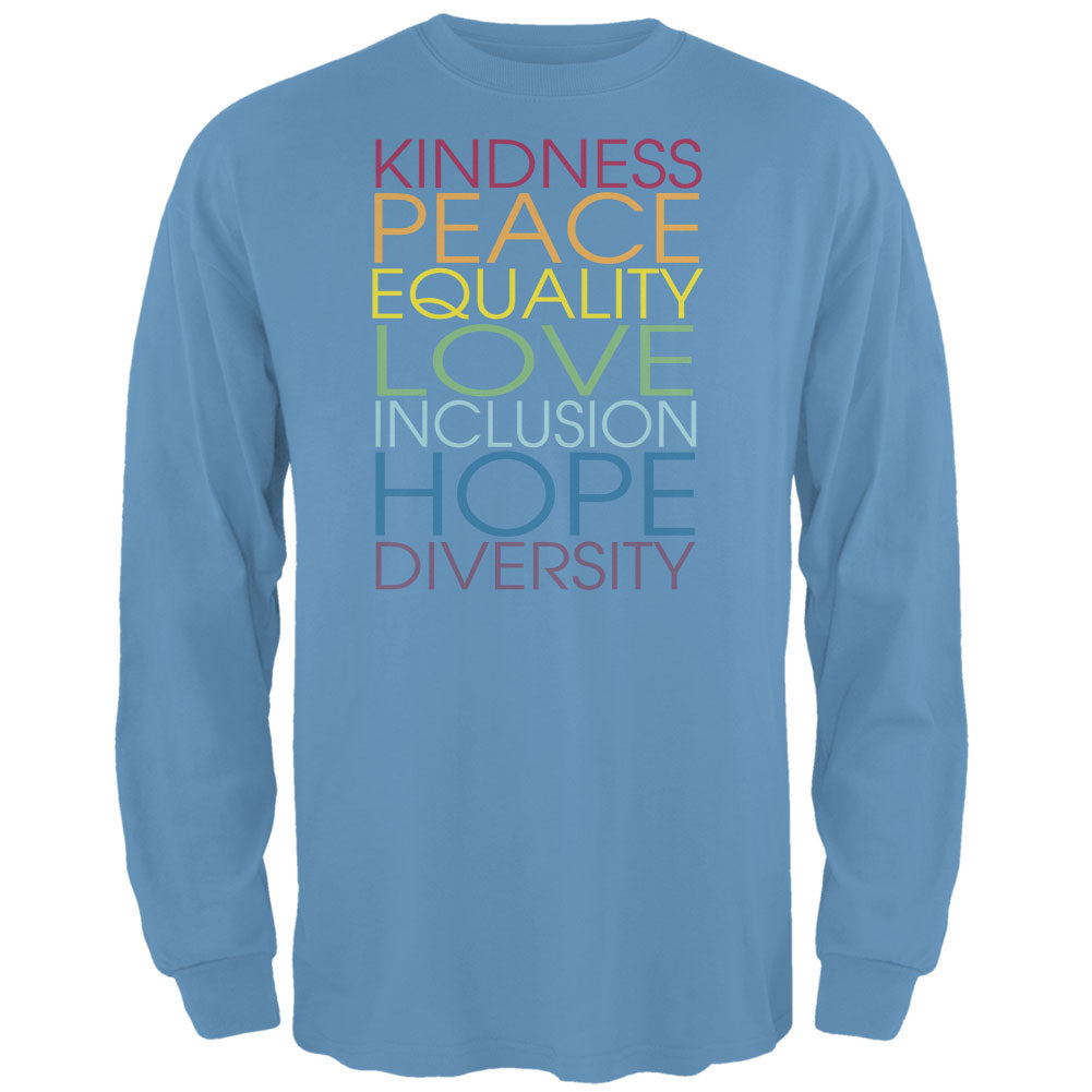 Kindness Love Hope Mens Long Sleeve T Shirt Men's Long Sleeves OldGlory.com SM Carolina Blue 