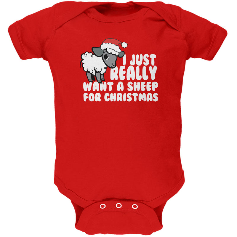 I Just Really Want a Sheep For Christmas Soft Baby One Piece Baby One Piece OldGlory.com NB Red 