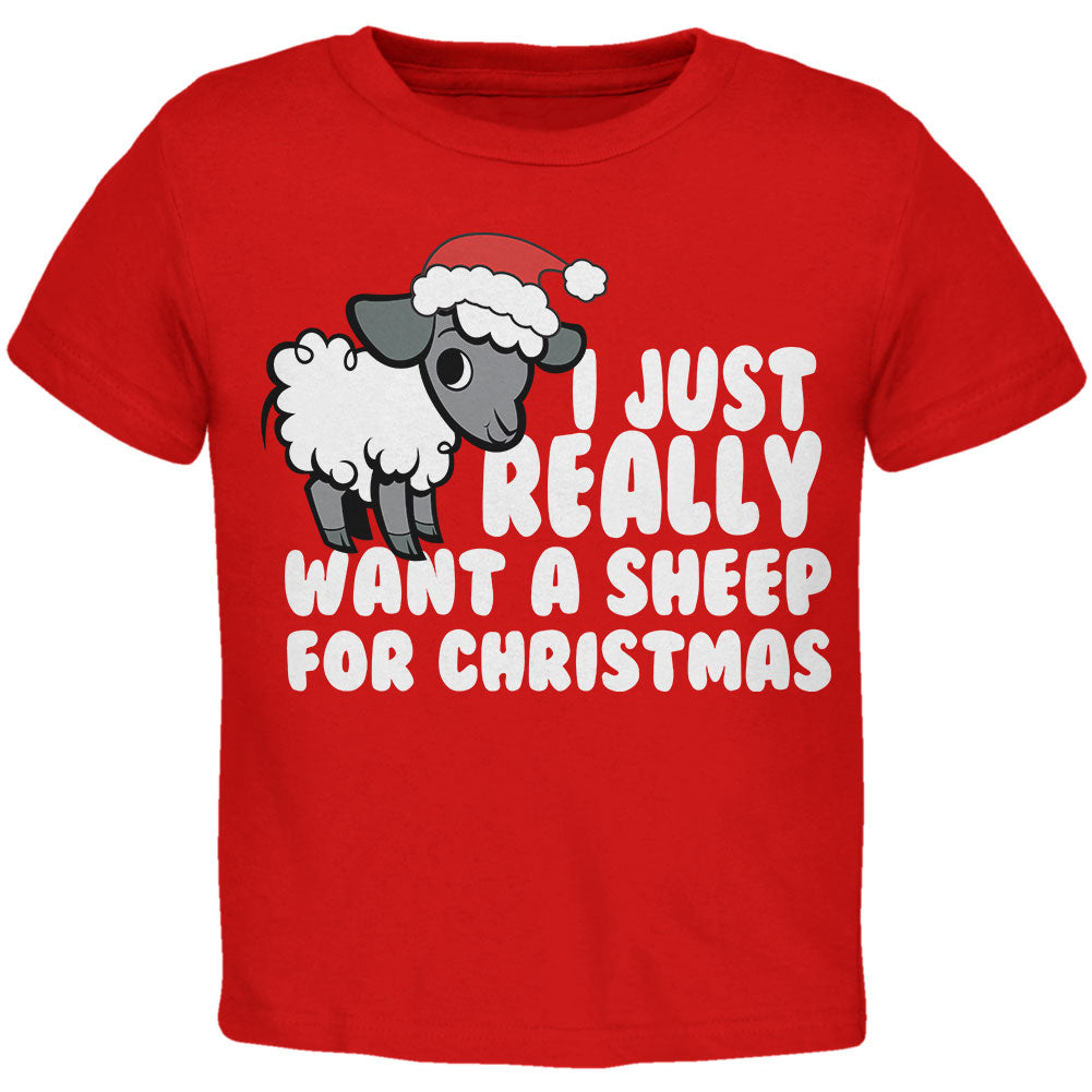 I Just Really Want a Sheep For Christmas Youth T Shirt Youth T-Shirts OldGlory.com YS Red 