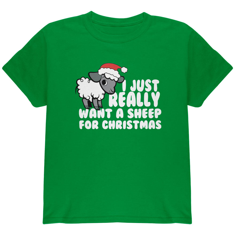 I Just Really Want a Sheep For Christmas Toddler T Shirt Toddler T-Shirts OldGlory.com 2T Irish Green 