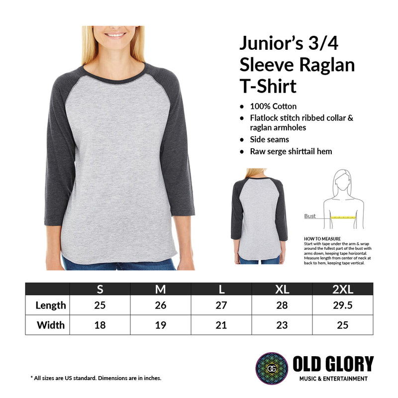 Bob Marley One Love 1977 Juniors Raglan T Shirt Juniors Raglans Bob Marley   