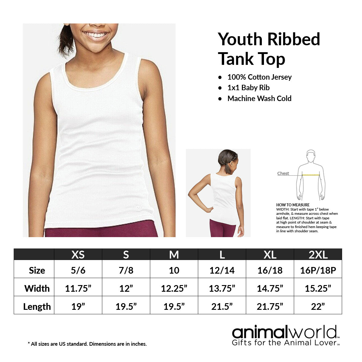 White Big Kid Ribbed Tank 50-Pack Youth Tank Tops Old Glory   